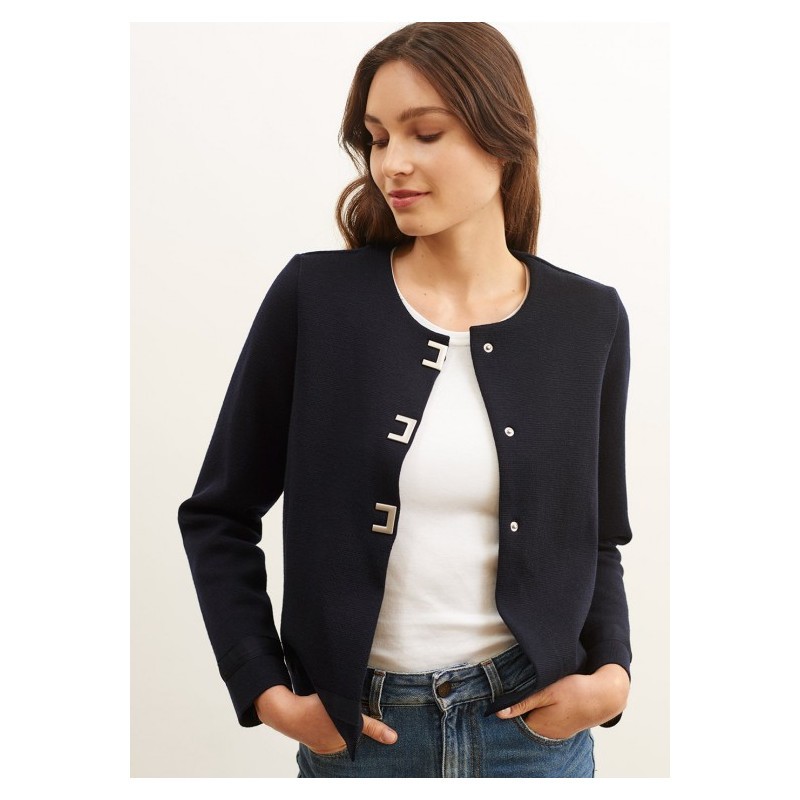 Saint James : cardigan marin Mestras pour femme made in France